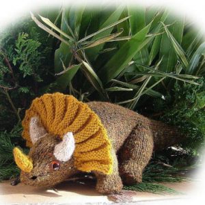 TRICERATOPS dinosaur toy knitting pattern NEW